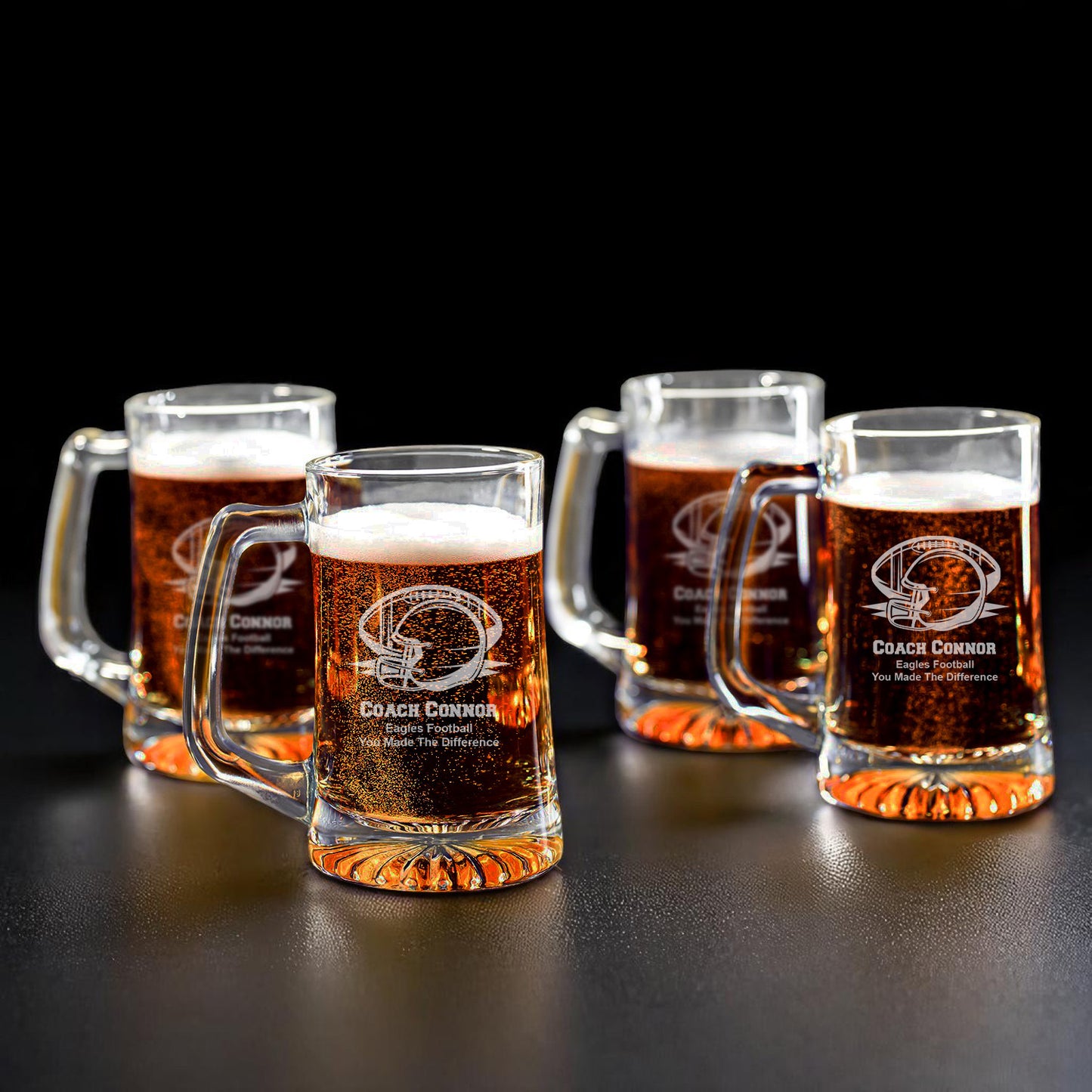 Football Personalized Beer Mug Glass Set - 4pc
