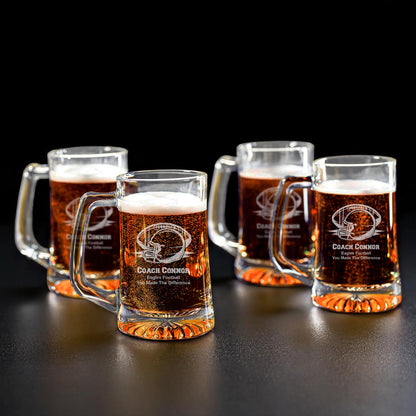 Football Personalized Beer Mug Glass Set - 4pc