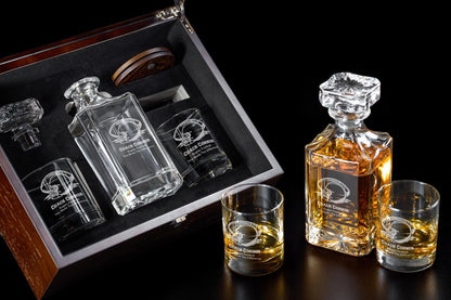 Football Personalized Classic Whiskey Decanter with Whiskey Glasses