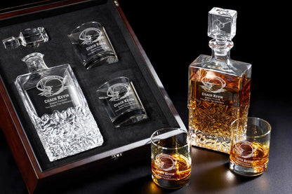 Football Personalized Icy Whiskey Decanter with Glasses Gift Set