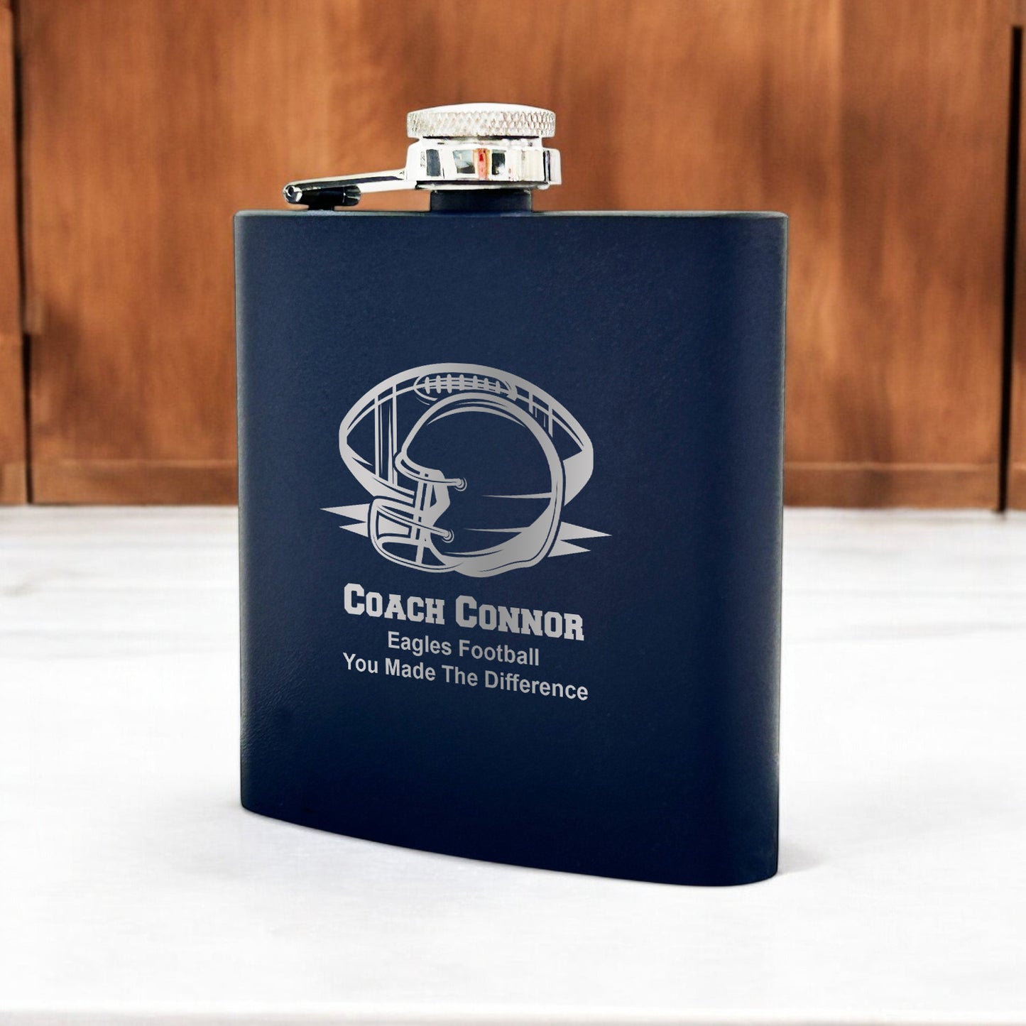 Football Personalized Metal Flask