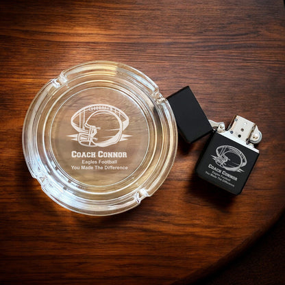 Football Personalized Cigarette Ashtray and Lighter