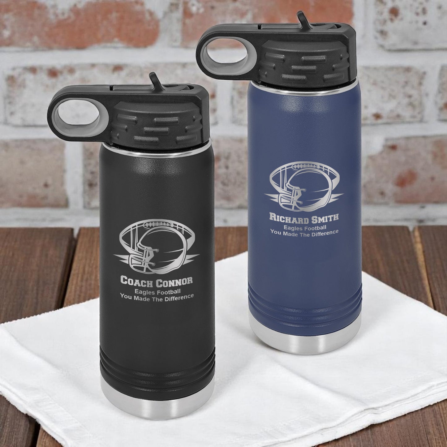 Football Personalized 20 oz Insulated Water Bottle