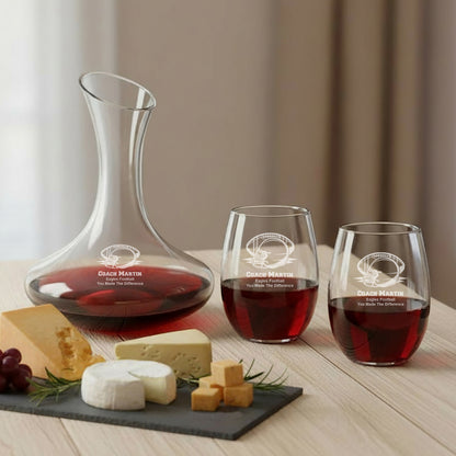 Football Personalized Wine Decanter with Wine Glass Set