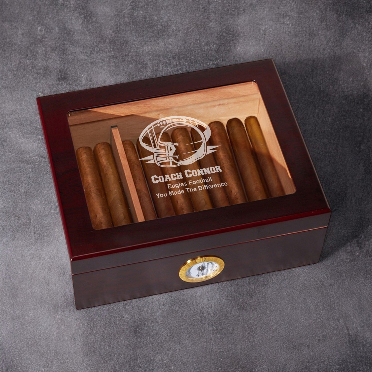 Football Personalized Cigar Humidor 50 Count