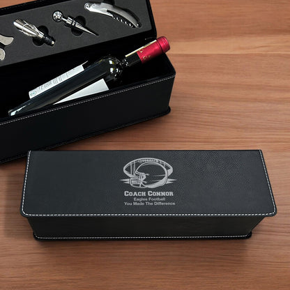 Football Personalized Leather Wine Bottle Accessory Gift Box