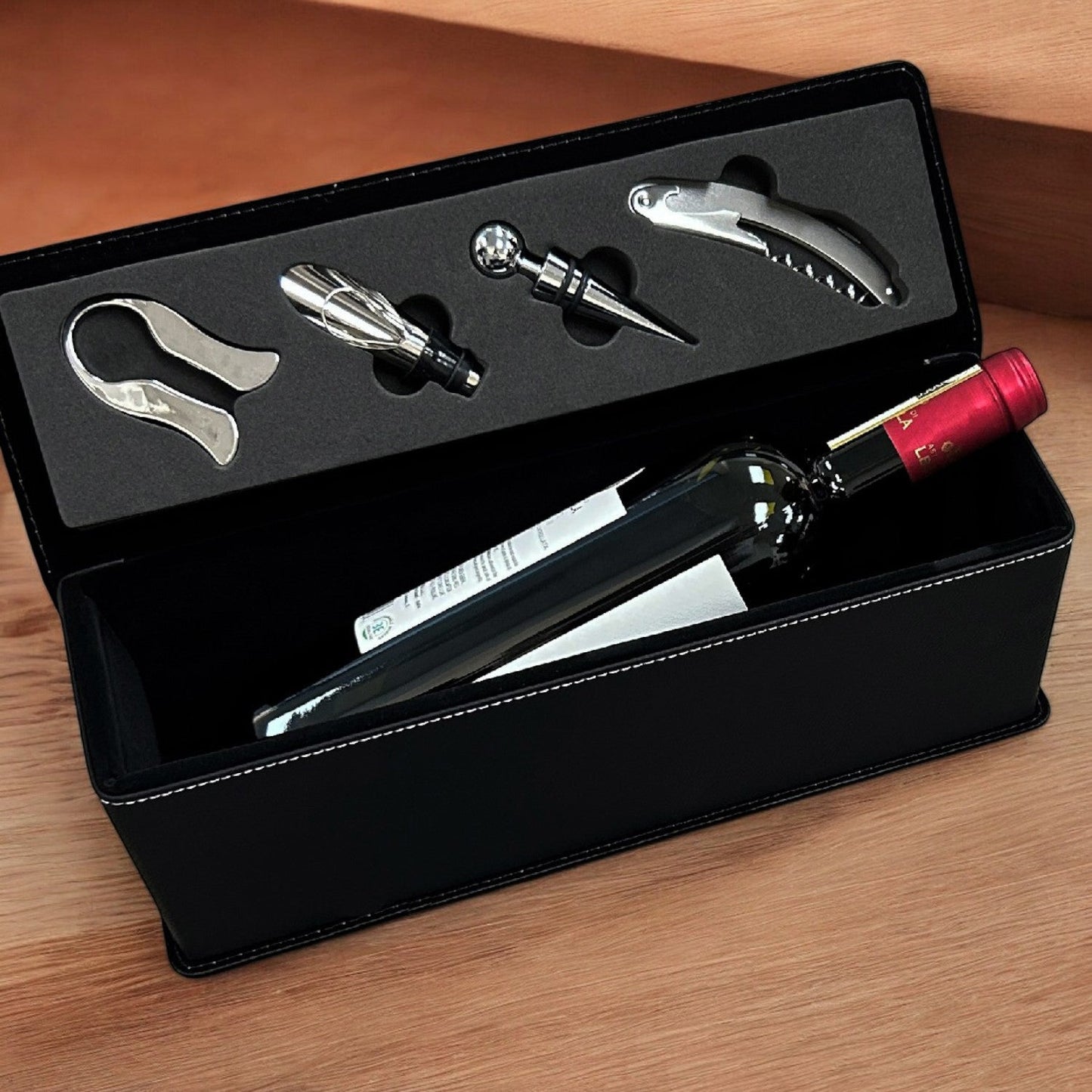 Football Personalized Leather Wine Bottle Accessory Gift Box