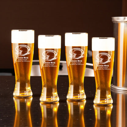 Football Personalized Pilsner Beer Glass Set - 4pc