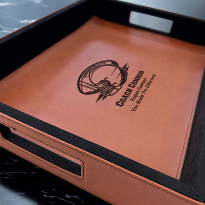 Football Personalized Rectangle Leather Serving Tray