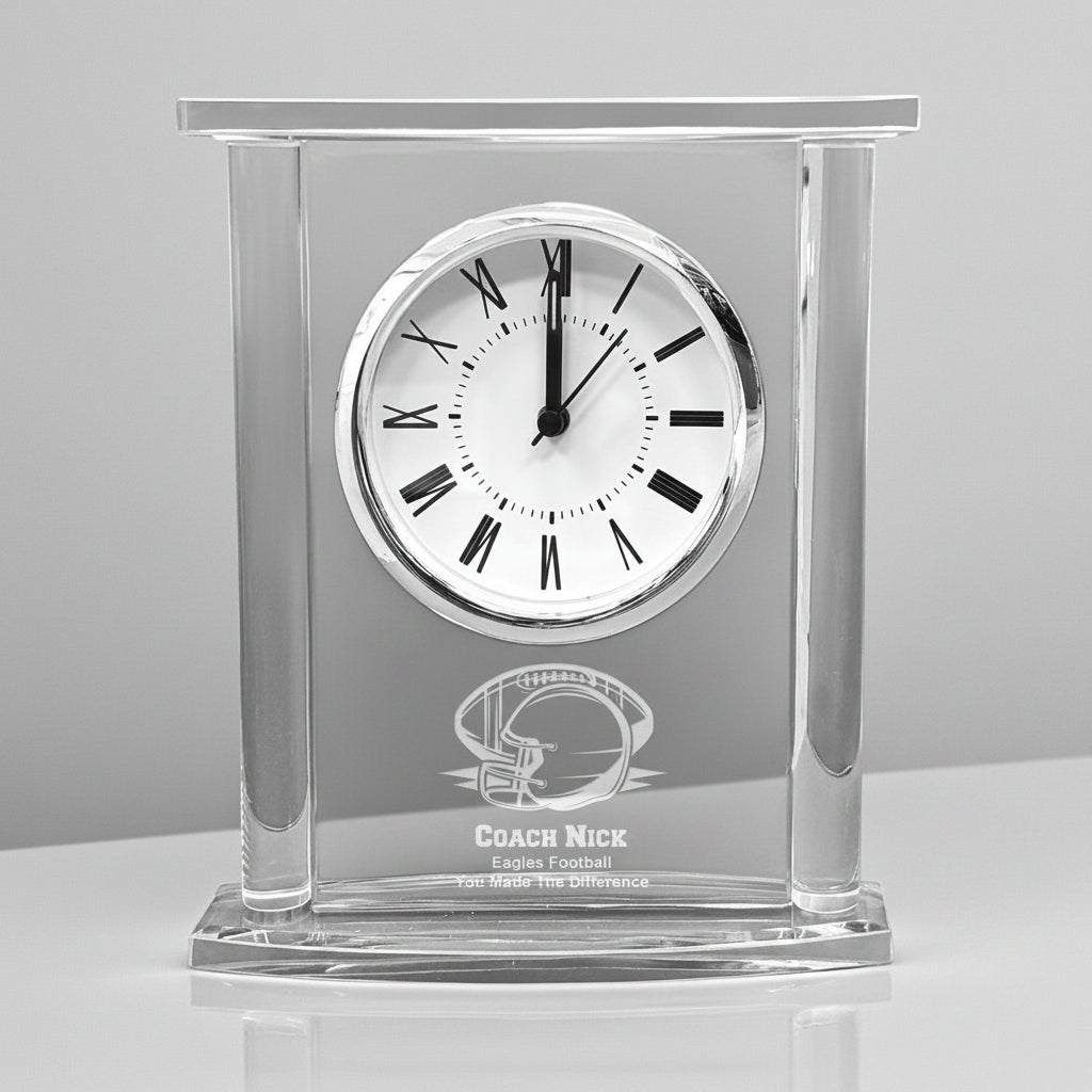 Football Personalized Glass Square Clock