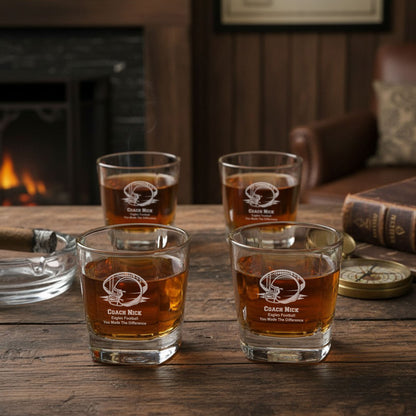 Football Personalized Square Whiskey Glass