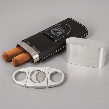 Football Personalized Travel Cigar Case with Cutter Set