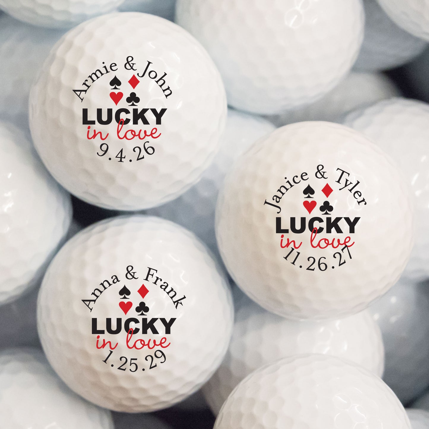 Lucky In Love Vegas Personalized Printed Golf Balls