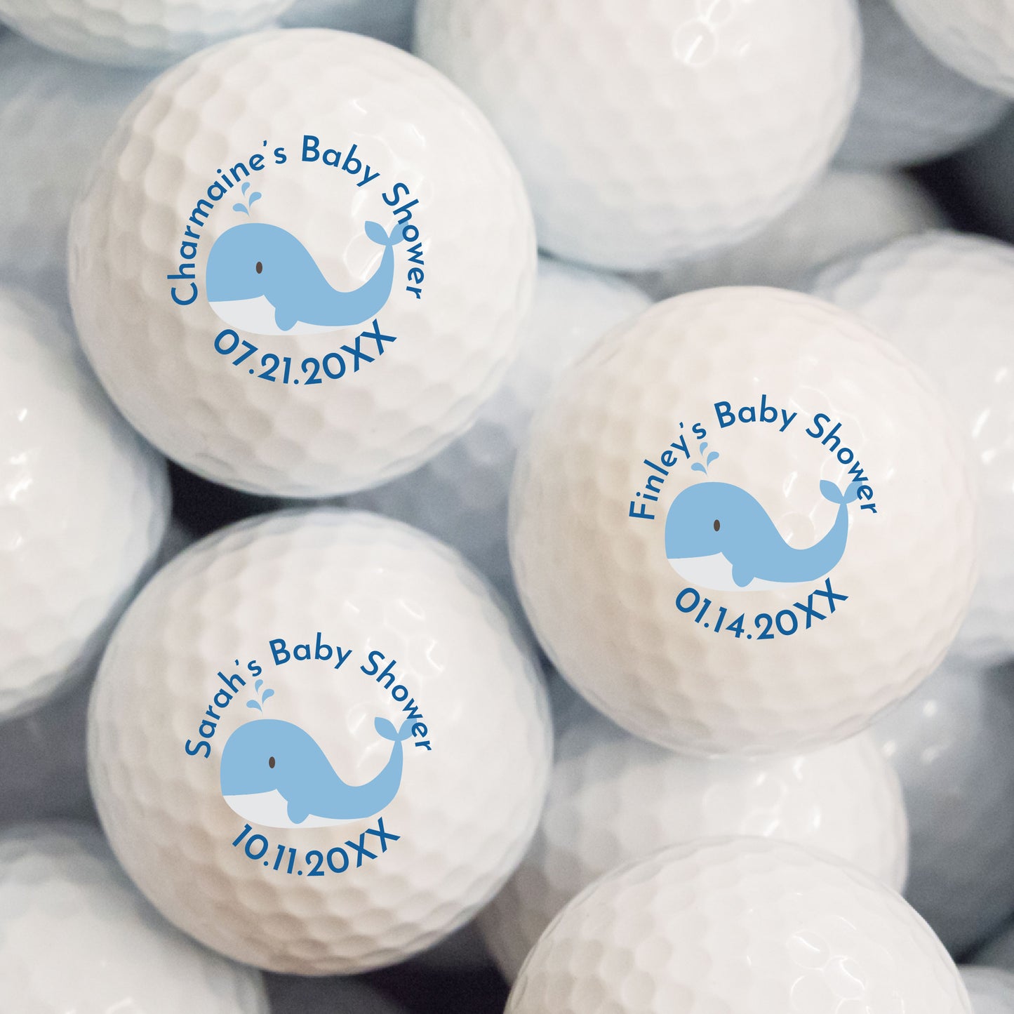 Baby Whale Baby Shower Personalized Printed Golf Balls