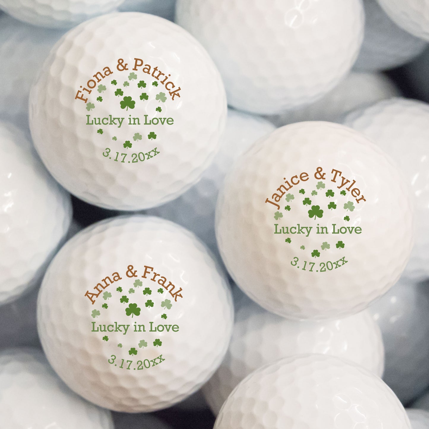Irish Shamrock Confetti Personalized Printed Golf Balls