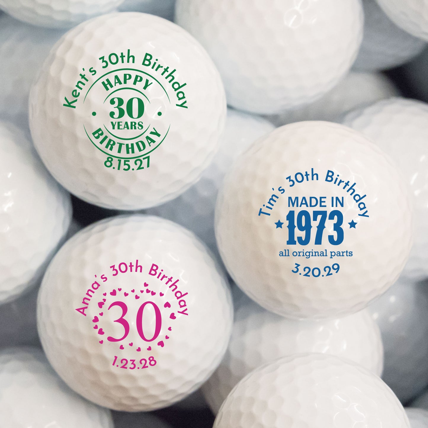 30th Birthday Personalized Printed Golf Balls