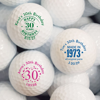 30th Birthday Personalized Printed Golf Balls