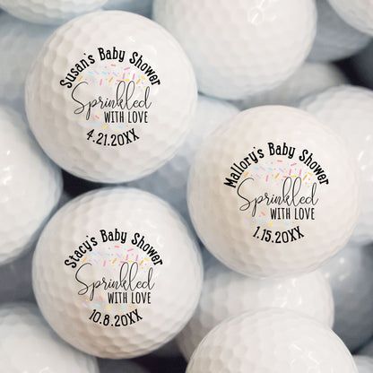 Sprinkled With Love Baby Shower Personalized Printed Golf Balls