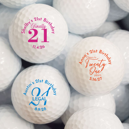 21st Birthday Personalized Printed Golf Balls