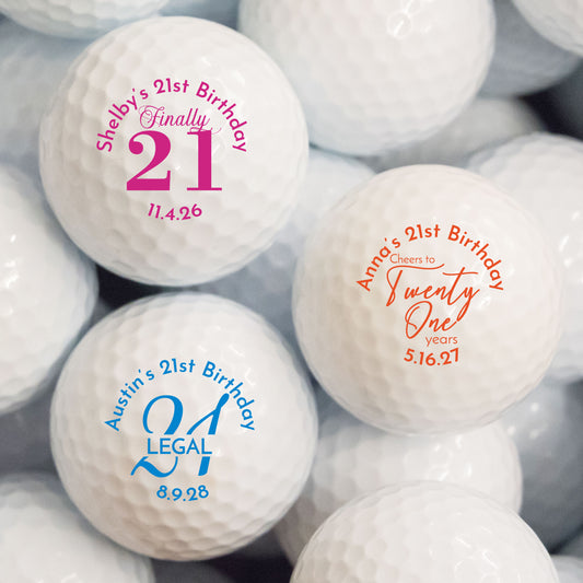 21st Birthday Personalized Printed Golf Balls