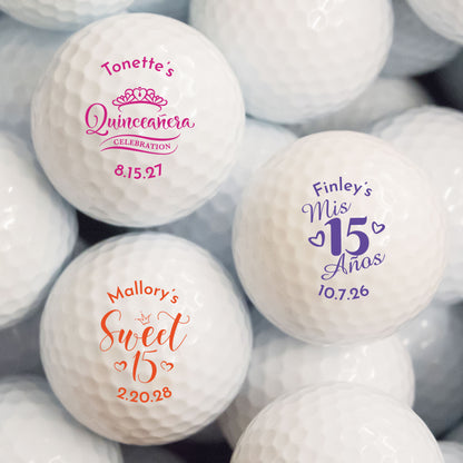 Quinceañera Personalized Printed Golf Balls