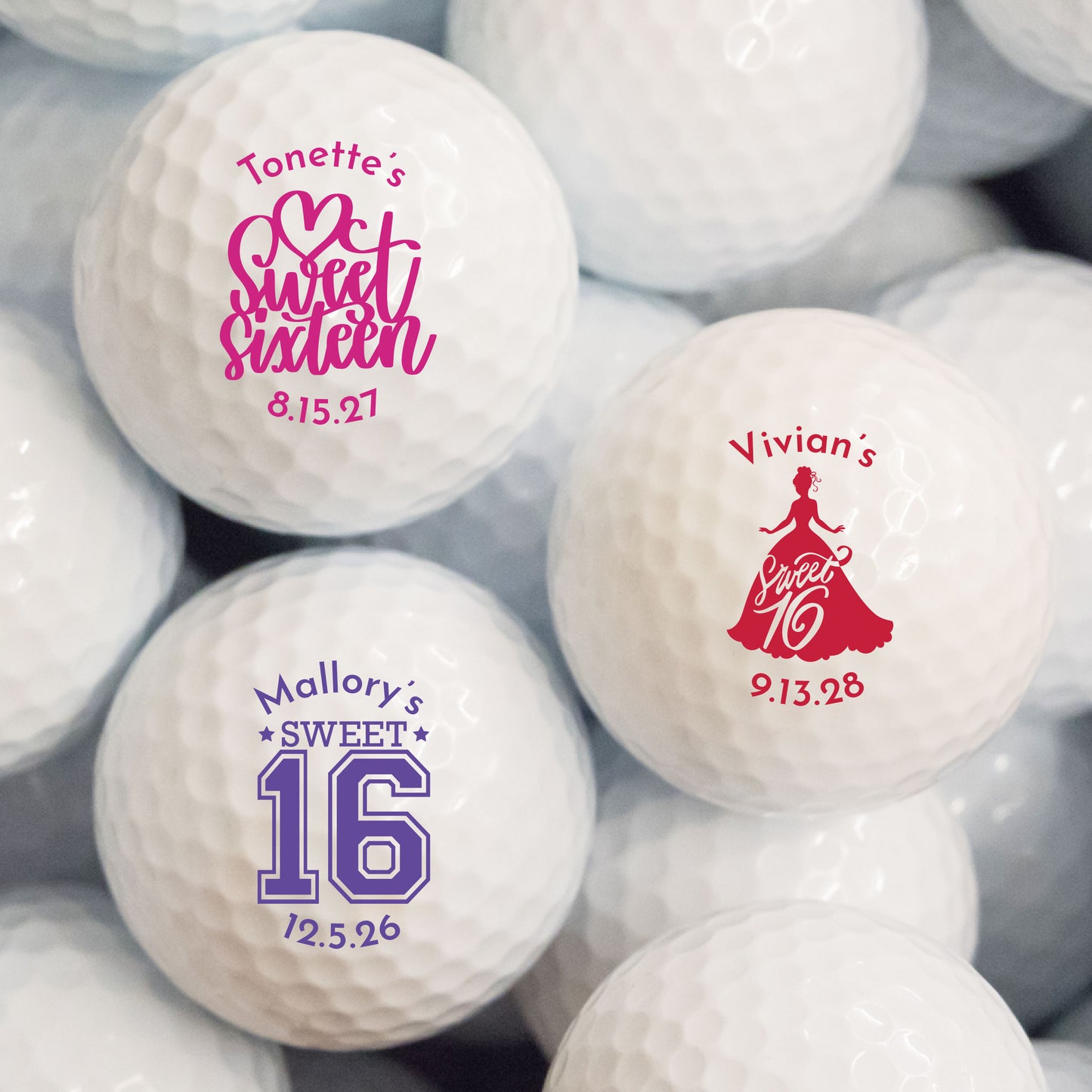Sweet 16 Personalized Printed Golf Balls