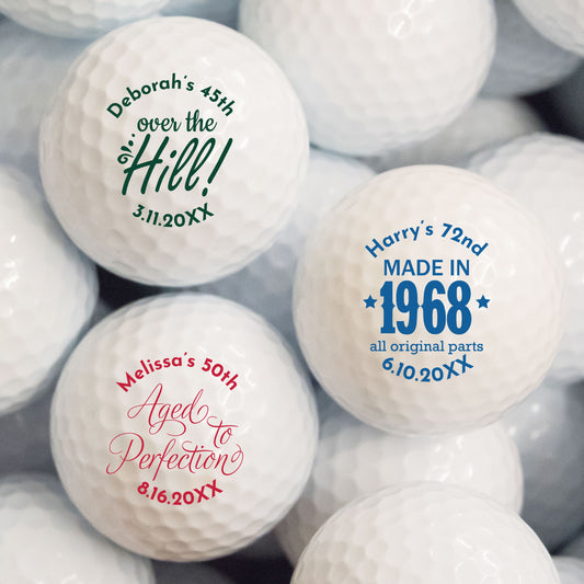 Adult Birthday Personalized Printed Golf Balls