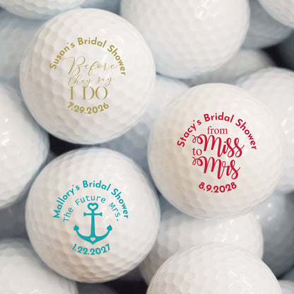 Bridal Shower Personalized Printed Golf Balls