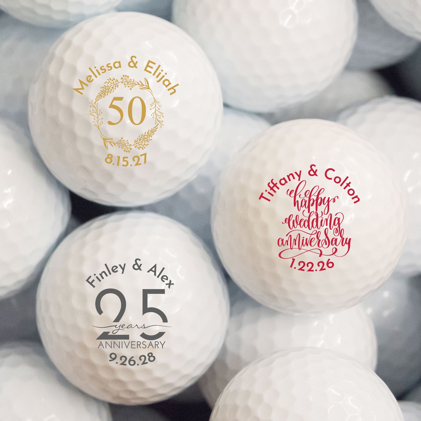 Wedding Anniversary Personalized Printed Golf Balls