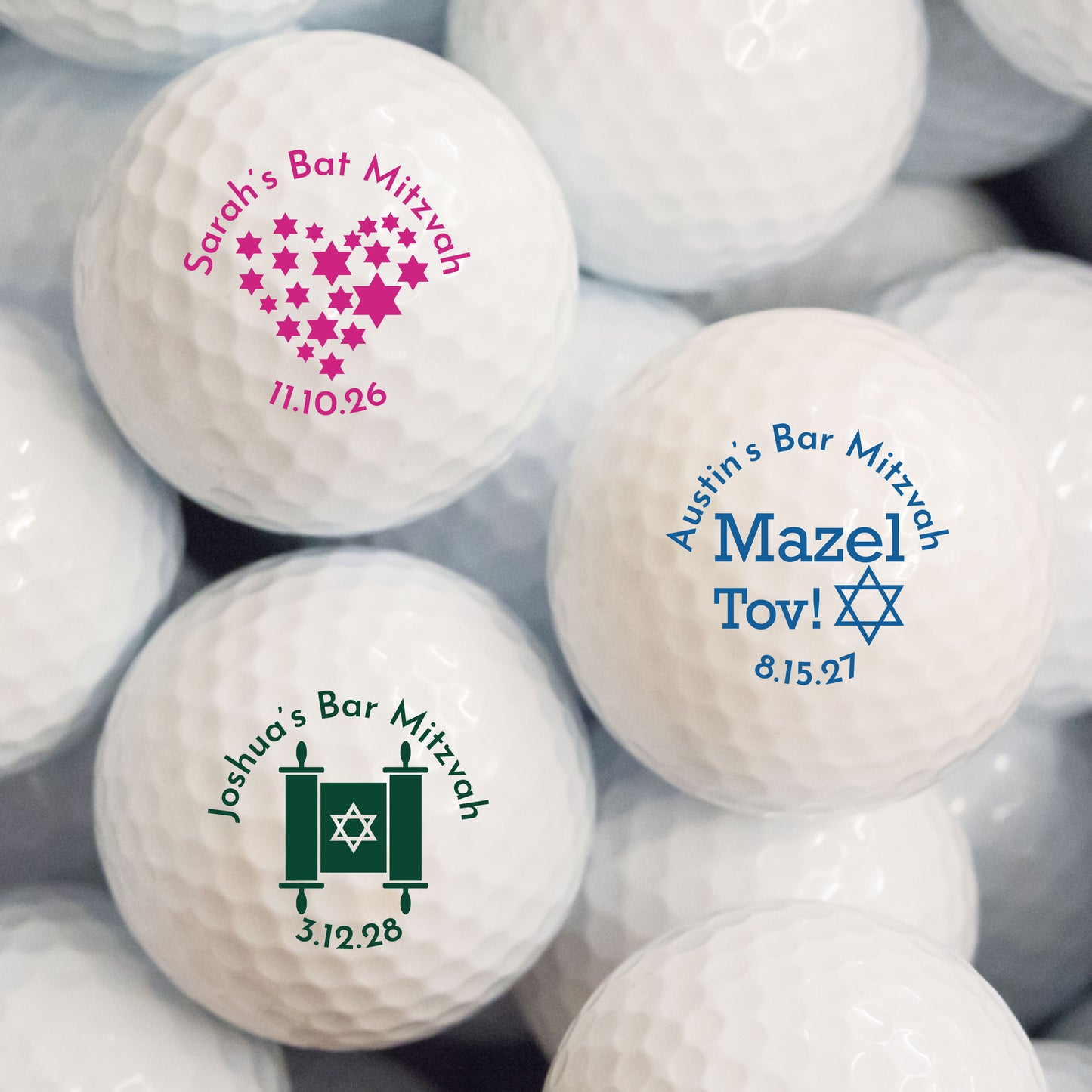 Bar Mitzvah or Bat Mitzvah Personalized Printed Golf Balls