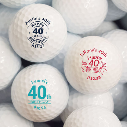 40th Birthday Personalized Printed Golf Balls