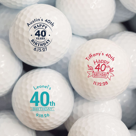 40th Birthday Personalized Printed Golf Balls