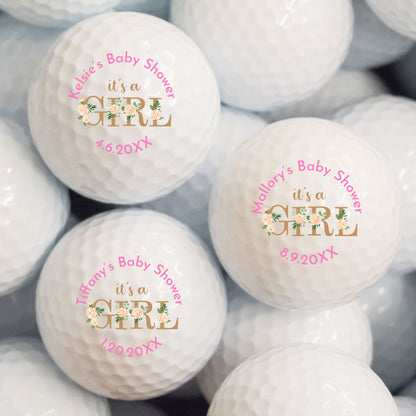 It's A Girl Personalized Printed Golf Balls