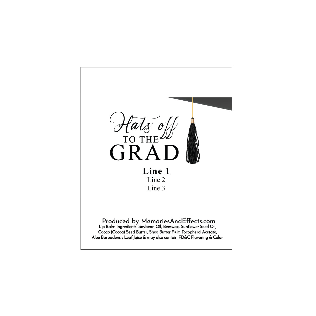 Hats Off The Grad Personalized Lip Balm Favors (Set of 12)