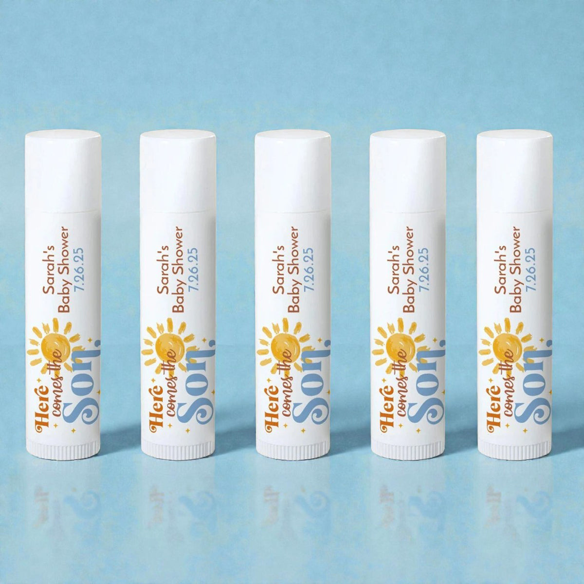 Here Comes The Son Personalized Lip Balm Favors (Set of 12)