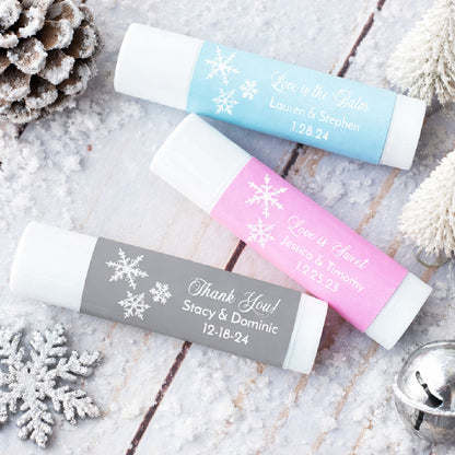 Snowflakes Personalized Lip Balm Favors (Set of 12)