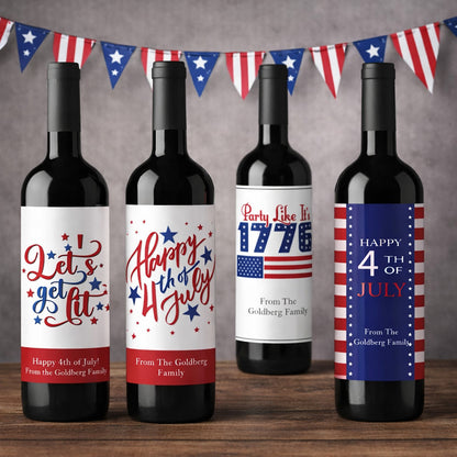 Happy 4th of July Personalized Wine Label