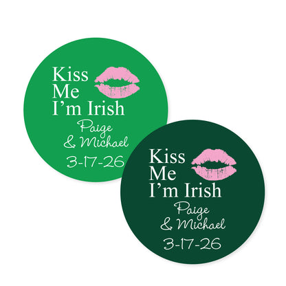 Kiss Me I'm Irish Personalized Round Labels (Set of 24)