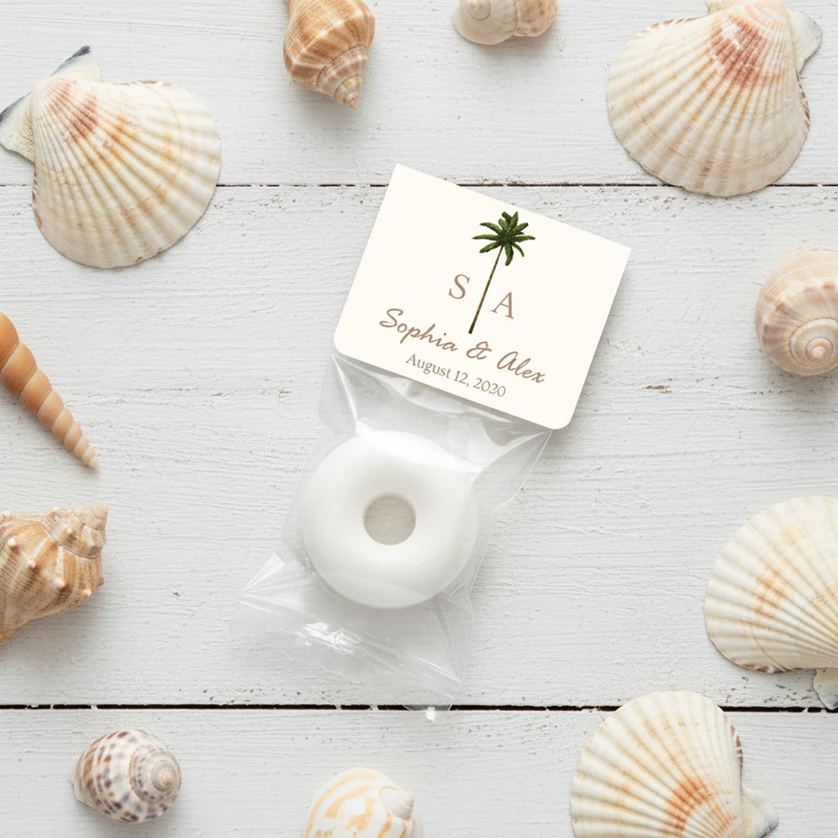 Palm Tree Monogram Personalized Life Saver Favors (Set of 25)