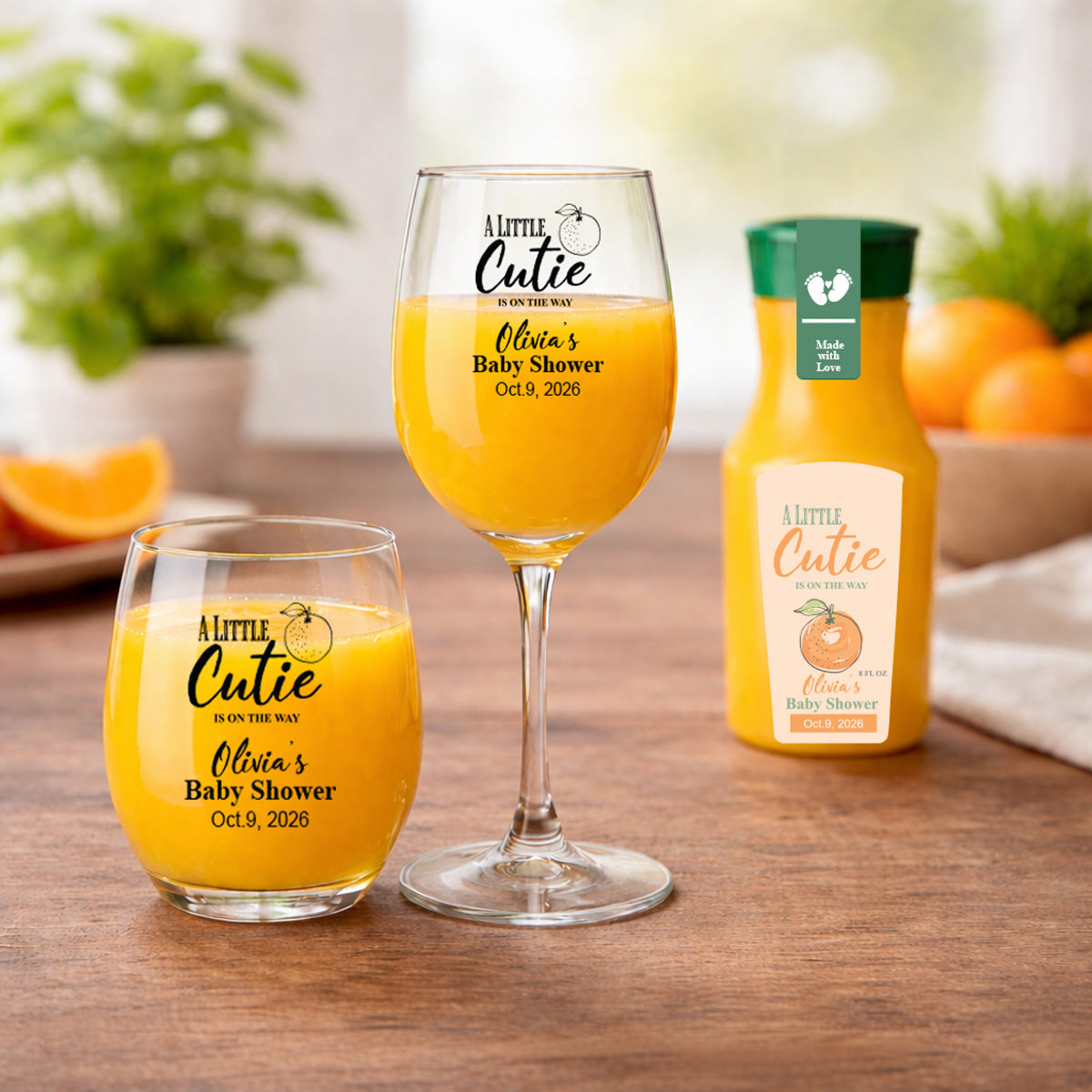 A little Cutie is on the Way Personalized Wine Glass (Set of 24)
