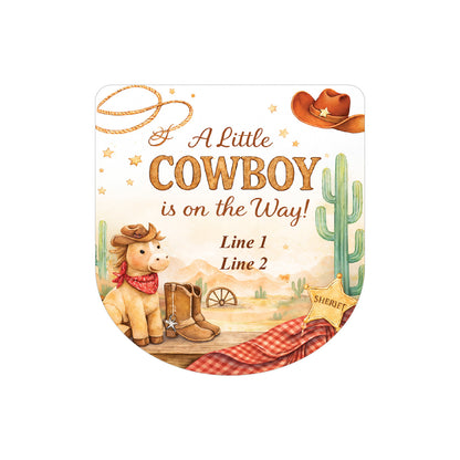 A Little Cowboy is on the Way Wild West Birthday Rodeo Personalized Loop Sanitizer Labels (Set of 20)