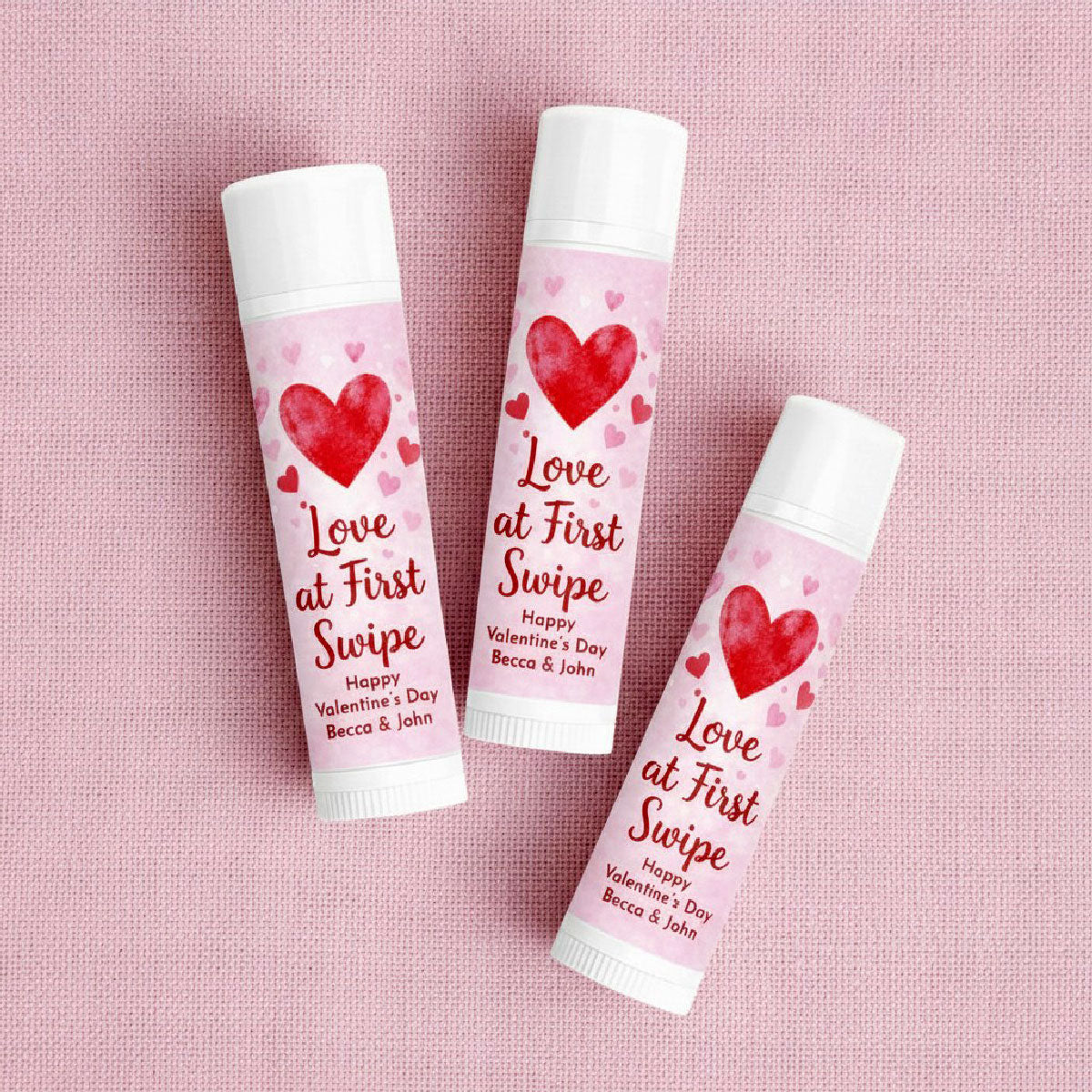Love At First Swipe Personalized Lip Balm Favors (Set of 12)