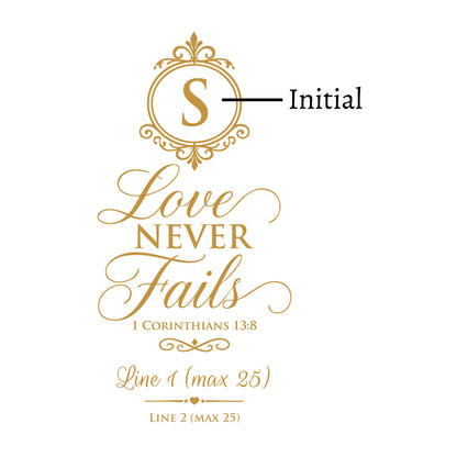 Love Never Fails Personalized Wedding Aisle Runner