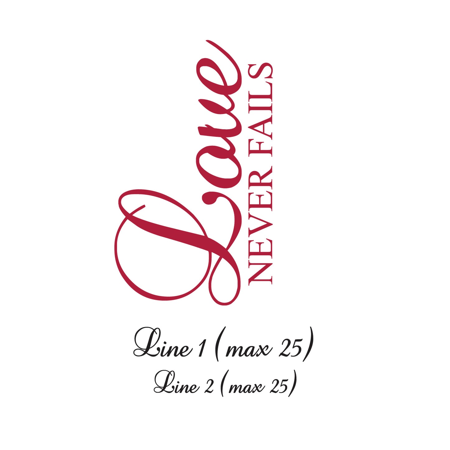 Love Never Fails  Personalized Wedding Aisle Runner