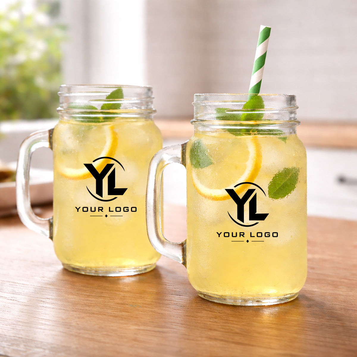Your Logo Personalized Mason Glass Mug (Set of 24)
