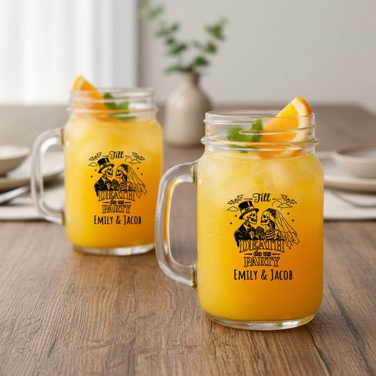 Till Death Do Us Part Personalized Mason Glass Mug (Set of 24)