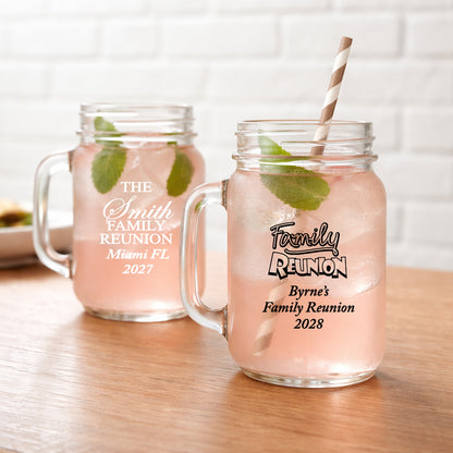 Family Reunion Personalized Mason Glass Mug (Set of 24)