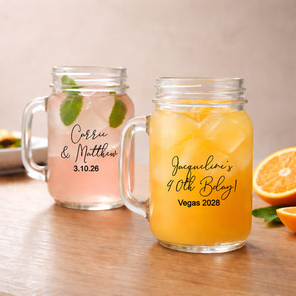 Couple Names Personalized Mason Glass Mug (Set of 24)