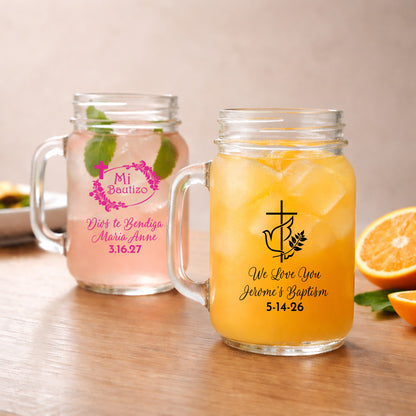 Baptism Personalized Mason Glass Mug (Set of 24)