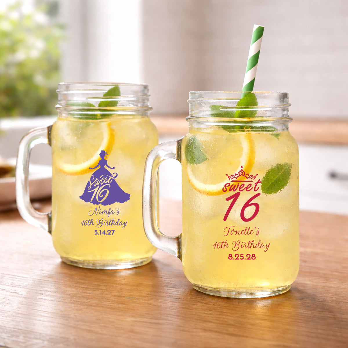 Sweet 16 Personalized Mason Glass Mug (Set of 24)